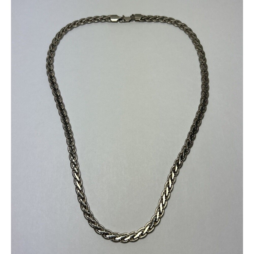 Vintage 925 Sterling Silver Flat Rope Chain Necklace 19” 34 Grams